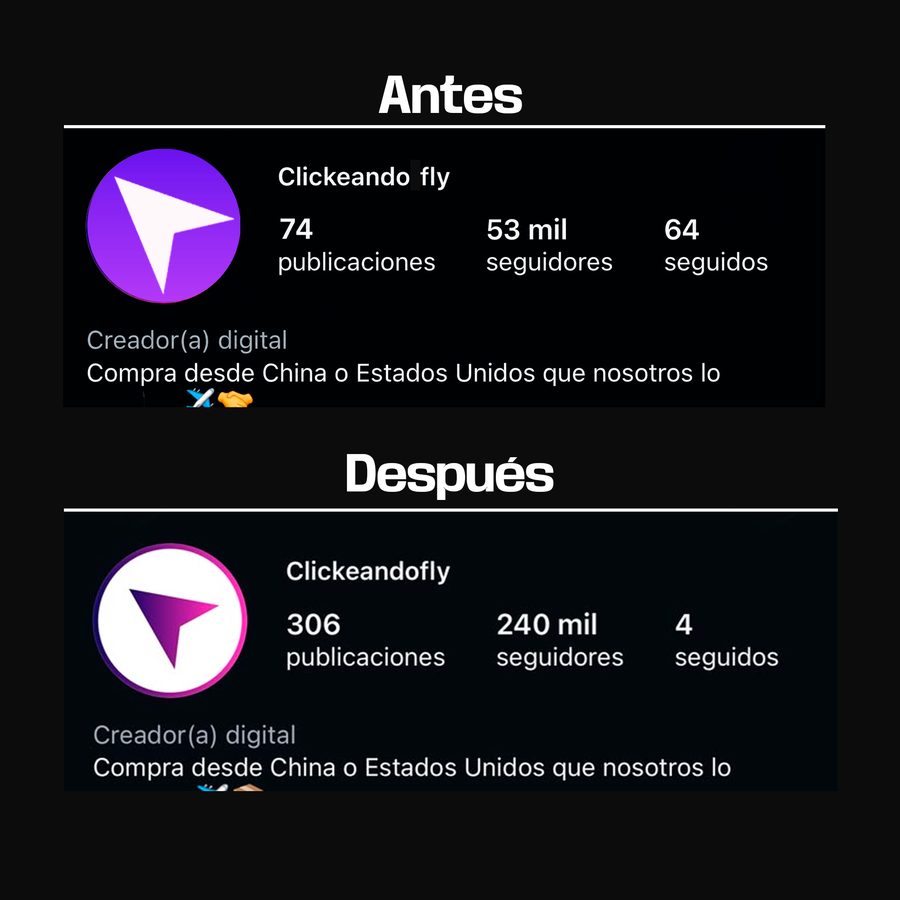 Antes y después de una cuenta que pasó por un sorteo de Selecta
