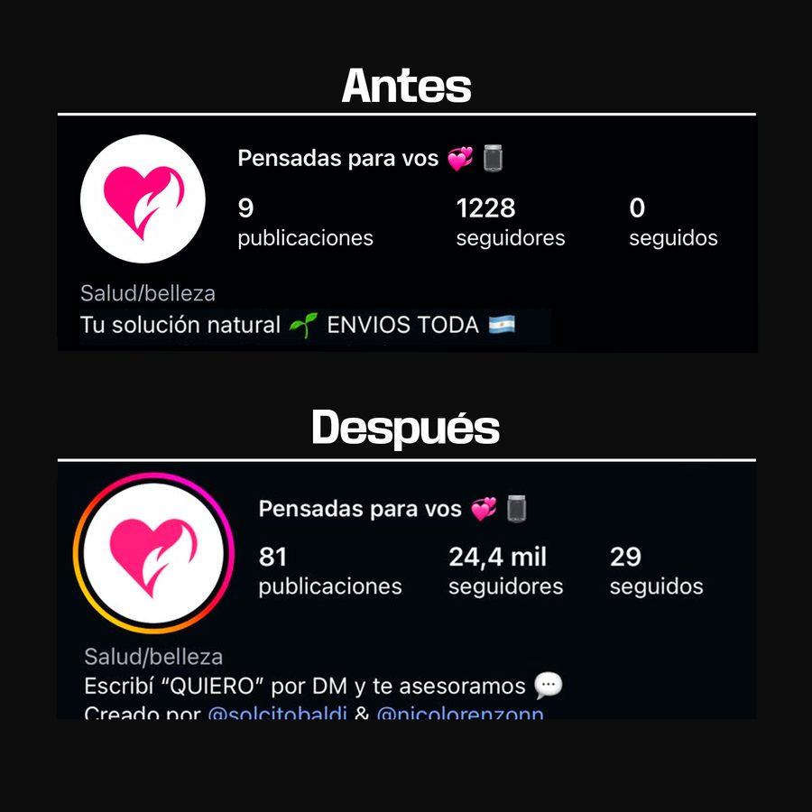 Antes y después de una cuenta que pasó por un sorteo de Selecta